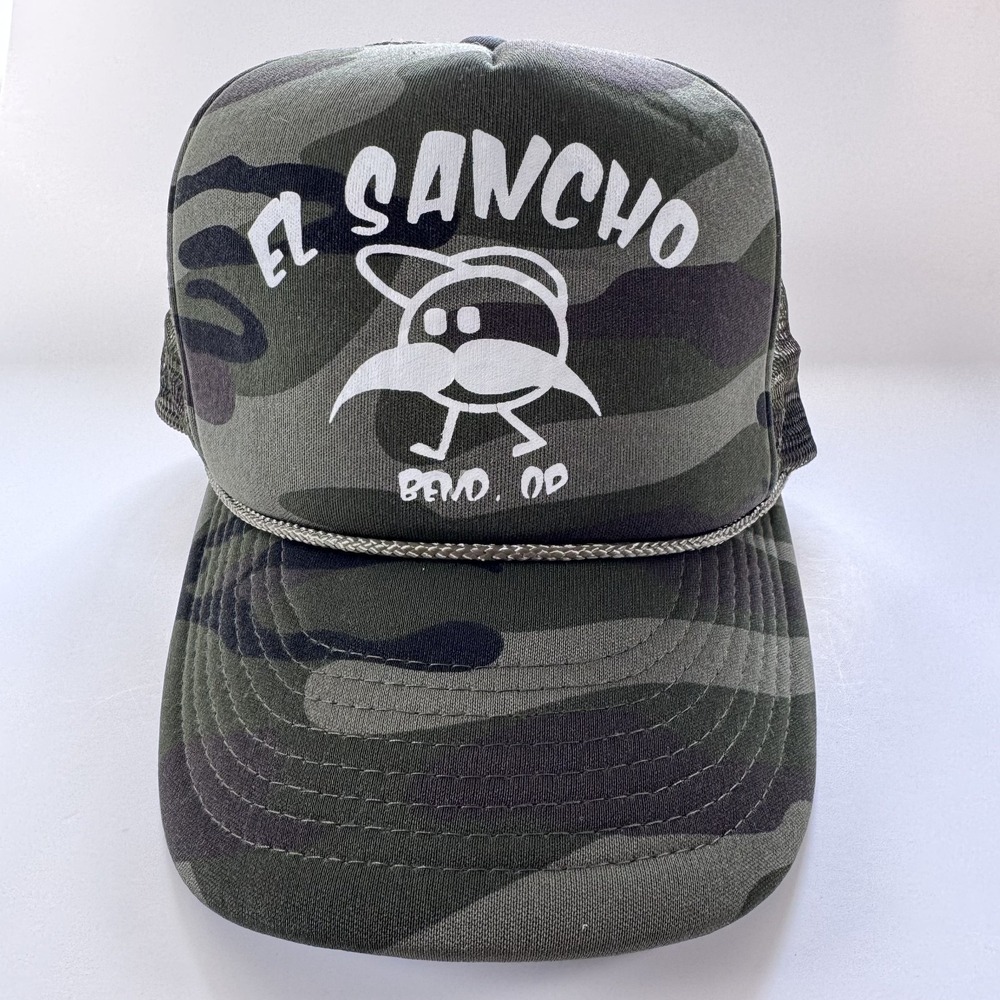 El Sancho Bend Oregon Camo Foam Trucker Hat Rope Brim Snapback Restaurant Cap